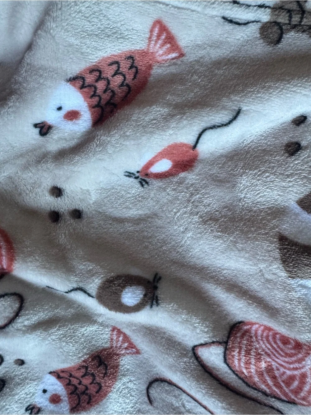 Happy Tails Adorable Throw Blanket for Pets & People w/Cats, Cat Toys, Fish NWT